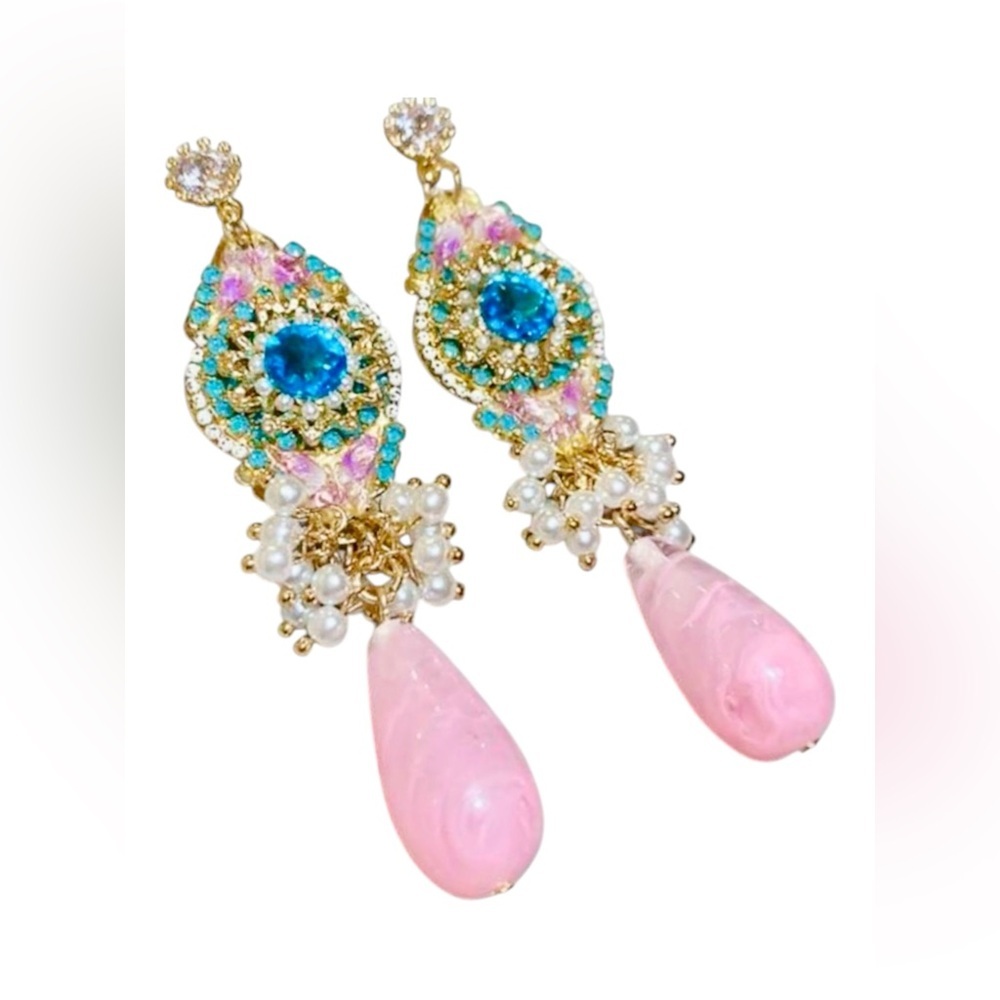 Elegant Butterfly Floral Tassel Statement Earrings – Soft Girl Luxury Style - Picture 3 of 7